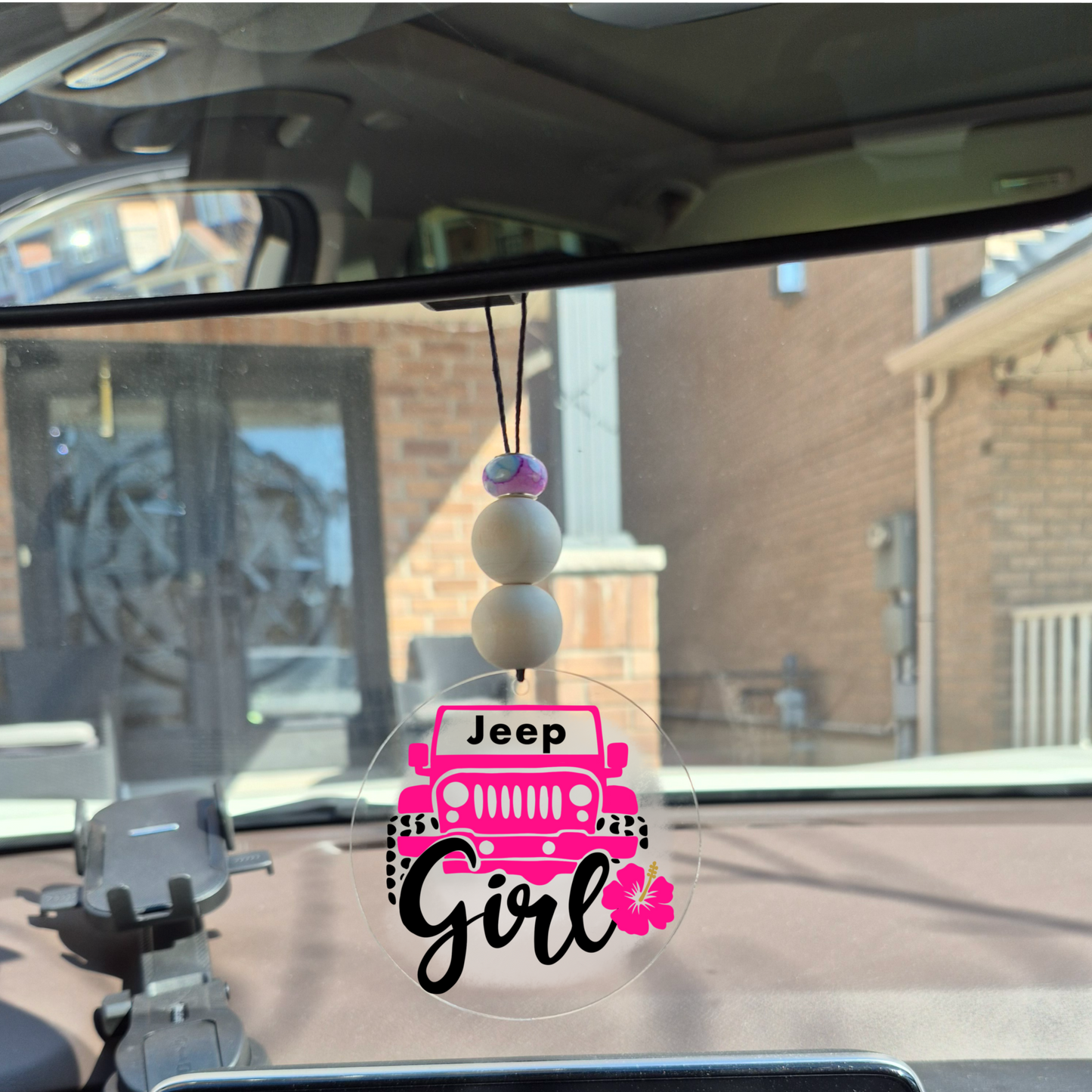 Jeep Girl Car Charm | Rearview Mirror Hanging Accessory | Aesthetic Car Decor | Cute Gift for Her | Handmade Car Accessory