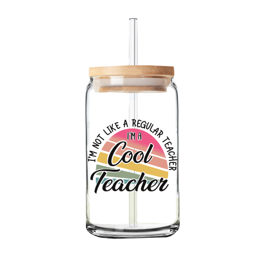 Cool Teacher | Teacher Gift | Glass Can Tumbler | Libby Glass