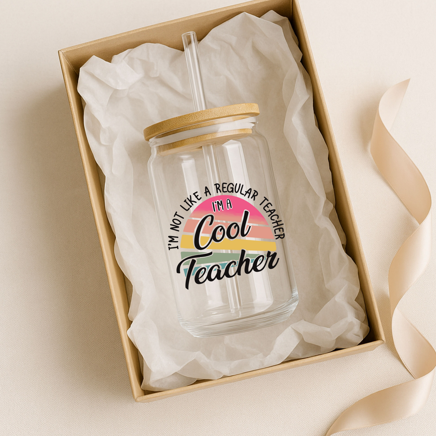 Cool Teacher | Teacher Gift | Glass Can Tumbler | Libby Glass