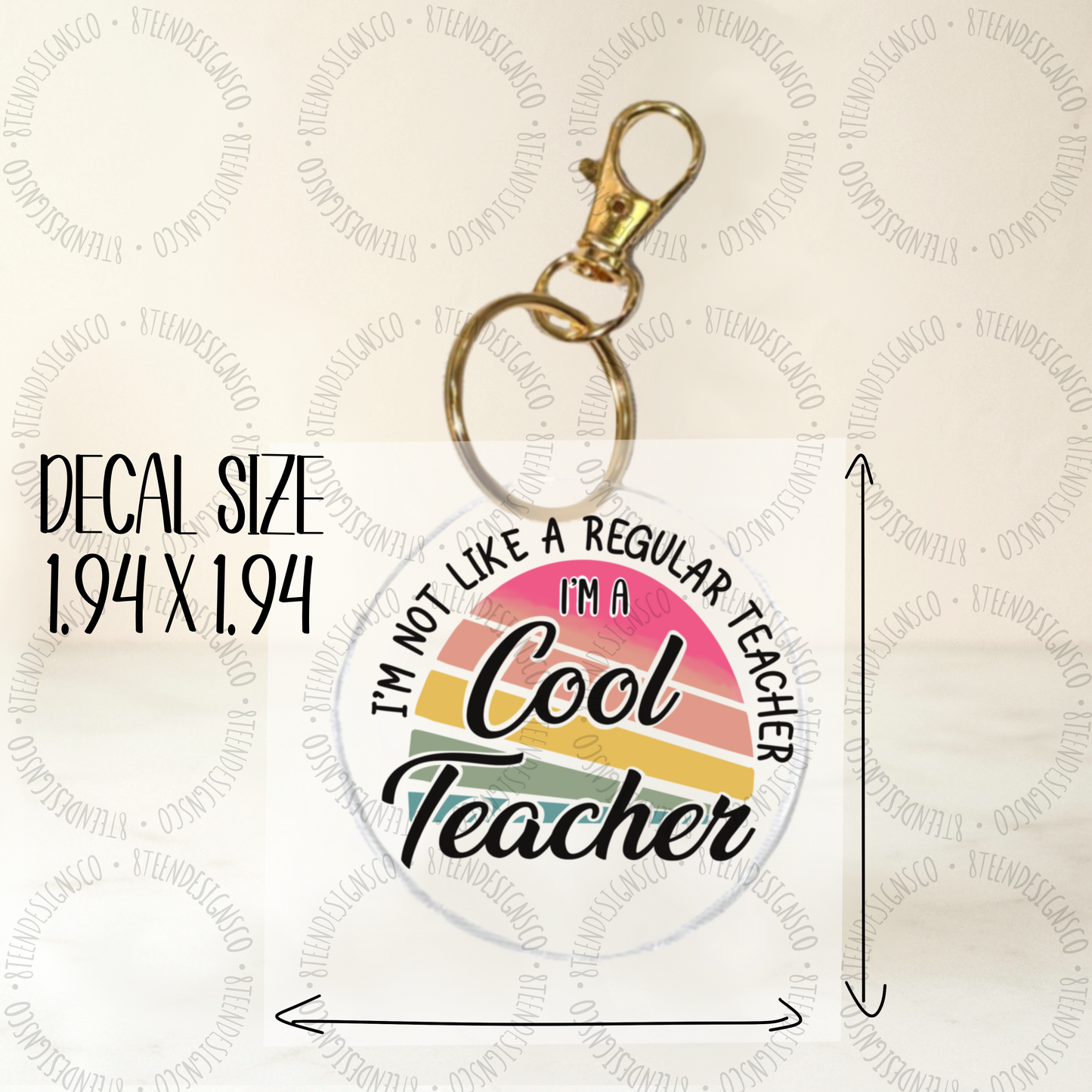 Cool Teacher UV Transfer | UV DTF Keychain Transfer