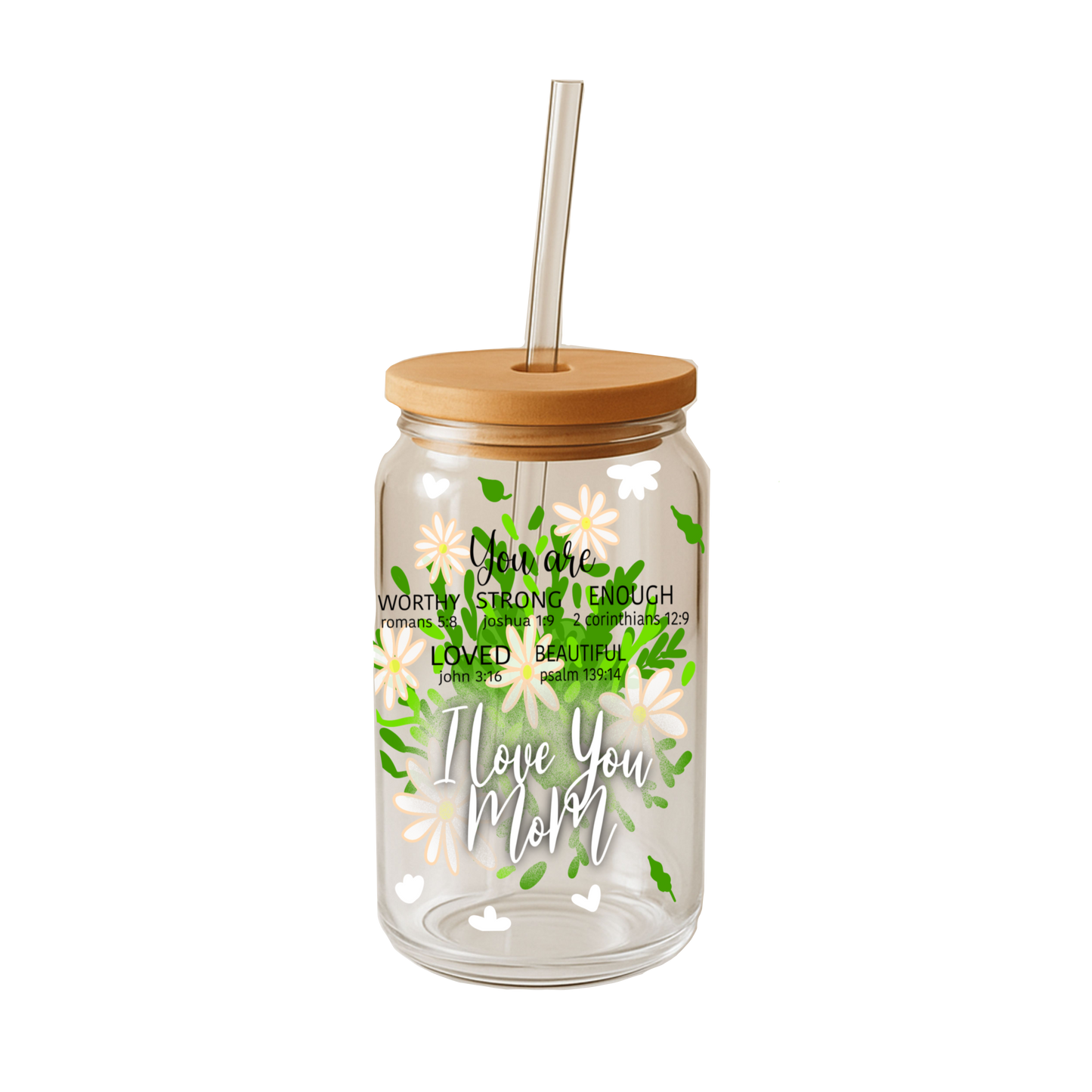 Glass Can Tumbler | Cup with Bamboo Lid & Straw | Aesthetic Drink-ware Gift