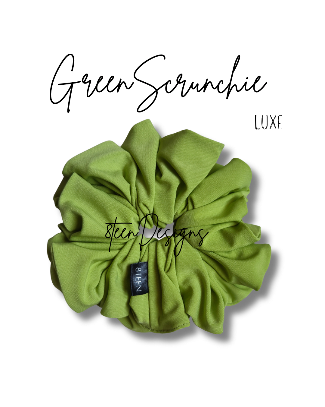 LUXE Green Scrunchie | Classic Oversized Hair Accessory
