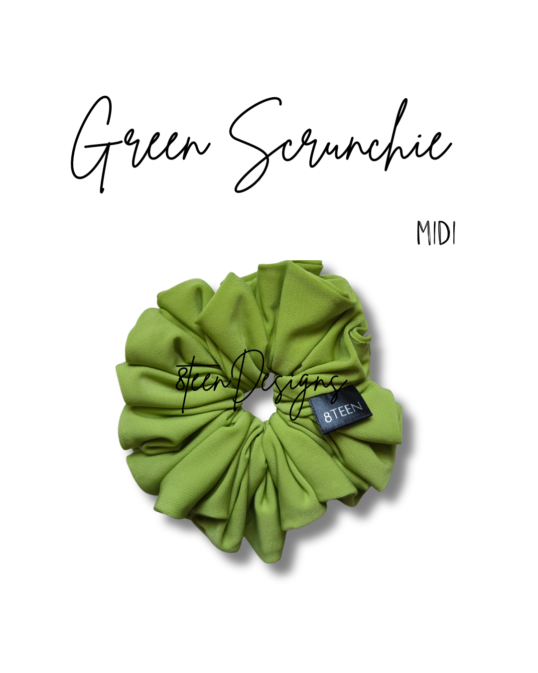 MIDI Green Scrunchie | Green Scrunchie | Medium Oversized Hair Accessory