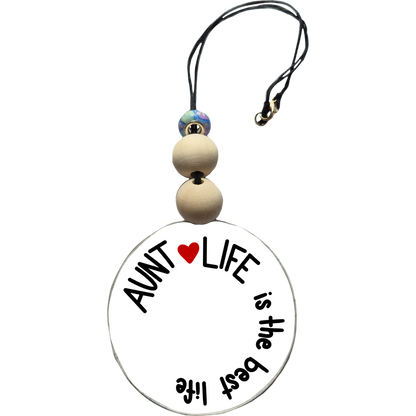 Aunt Life is the Best Life Car Charm | Rearview Mirror Hanging Accessory | Aesthetic Car Decor | Cute Gift for Her | Handmade Car Accessory