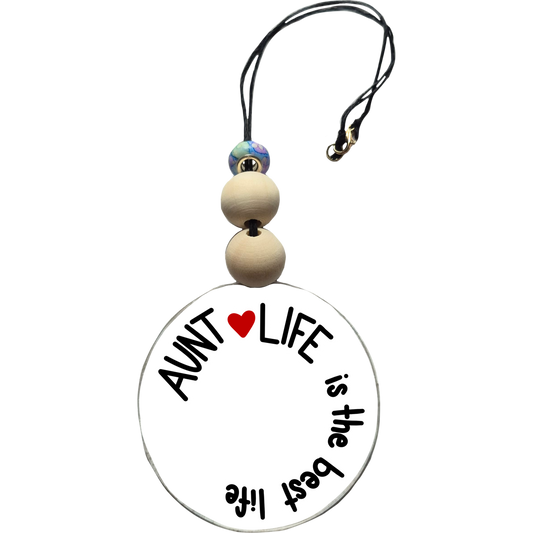 Aunt Life is the Best Life Car Charm | Rearview Mirror Hanging Accessory | Aesthetic Car Decor | Cute Gift for Her | Handmade Car Accessory