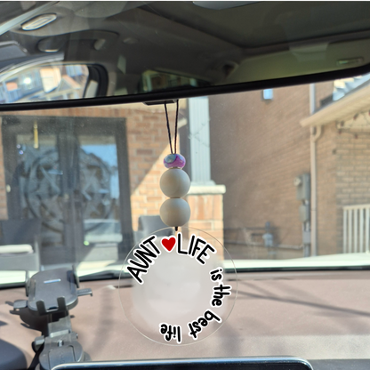 Aunt Life is the Best Life Car Charm | Rearview Mirror Hanging Accessory | Aesthetic Car Decor | Cute Gift for Her | Handmade Car Accessory