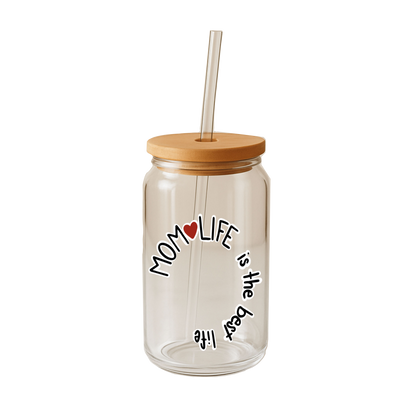 Glass Can Tumbler | Cup with Bamboo Lid & Straw | Aesthetic Drink-ware Gift