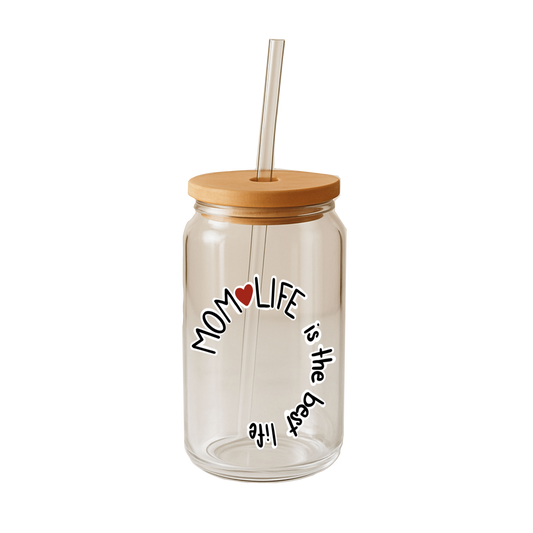 Glass Can Tumbler | Cup with Bamboo Lid & Straw | Aesthetic Drink-ware Gift