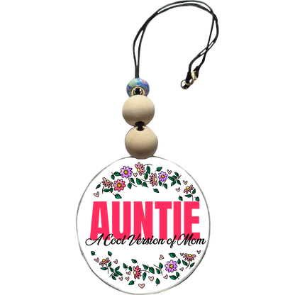 Auntie a Cool Version of Mom Car Charm | Rearview Mirror Hanging Accessory | Aesthetic Car Decor | Cute Gift for Her | Handmade Car Accessory