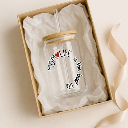 Glass Can Tumbler | Cup with Bamboo Lid & Straw | Aesthetic Drink-ware Gift