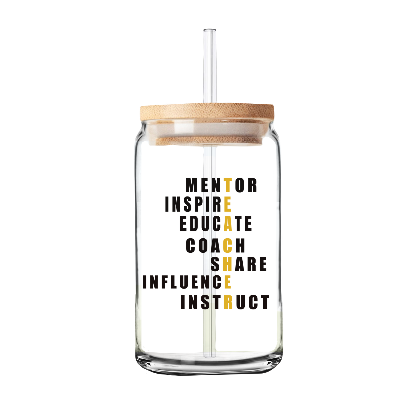 Teacher | Teacher Gift | Glass Can Tumbler | Libby Glass Black lettering