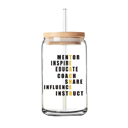 Teacher | Teacher Gift | Glass Can Tumbler | Libby Glass Black lettering