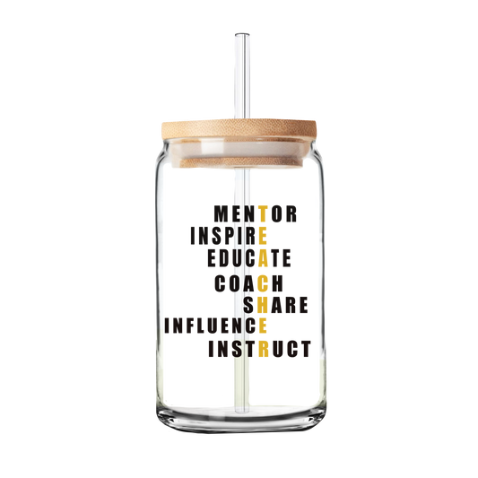 Teacher | Teacher Gift | Glass Can Tumbler | Libby Glass Black lettering
