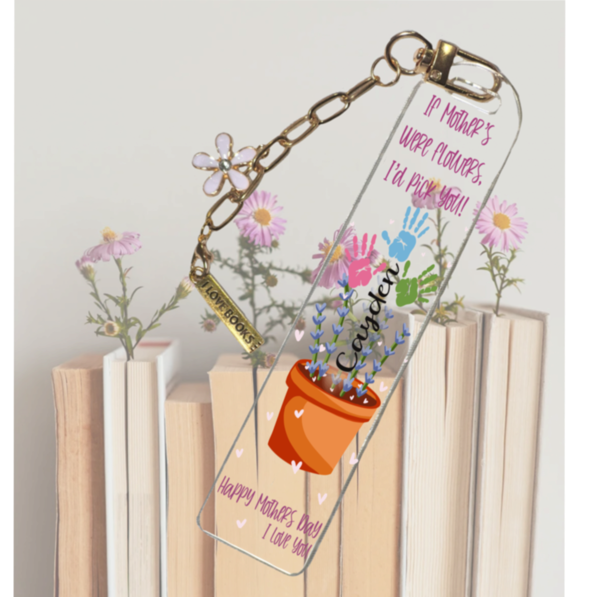 Acrylic Bookmark for Mom | Personalized Custom Name Bookmark | Cute Aesthetic Bookmark Lover Gift | Cute Reading Accessory Gift