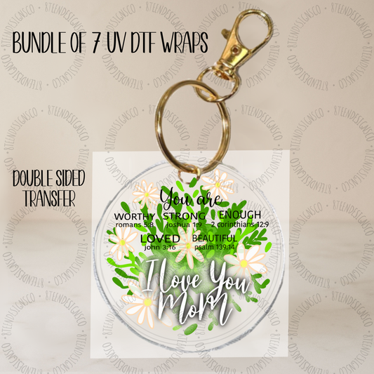 Mother’s Day UV DTF Keychain Transfer Wrap Collection 💕 | Bundle of 7 Keychain Transfers | Transfer ONLY