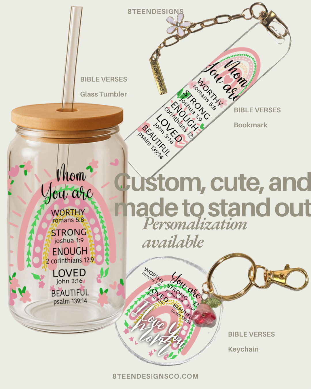 Acrylic Keychain | Keychain for Mom | Cute Aesthetic Keyring Gift | Cute Bag Charm