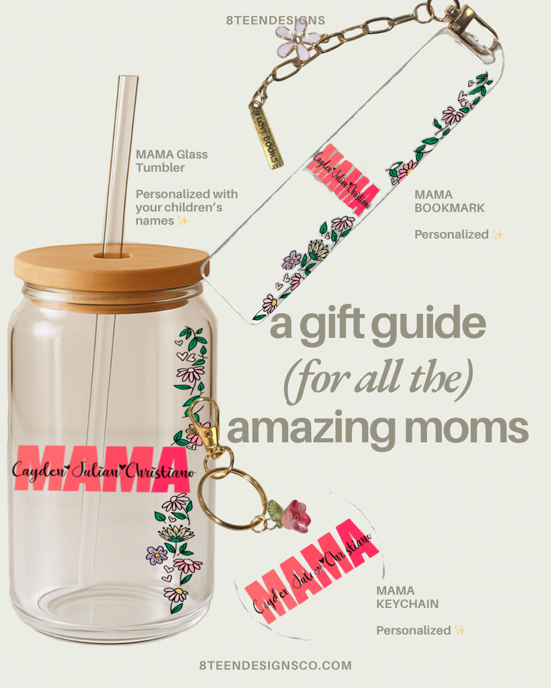Acrylic Keychain | Personalized Custom Name Keychain for Mom | Cute Aesthetic Keyring Gift | Cute Bag Charm