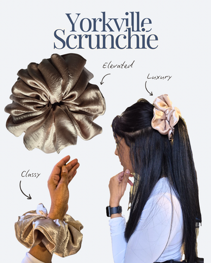 Luxe Yorkville Scrunchie | Champagne Satin Scrunchie | Neutral Luxe Hair Accessory