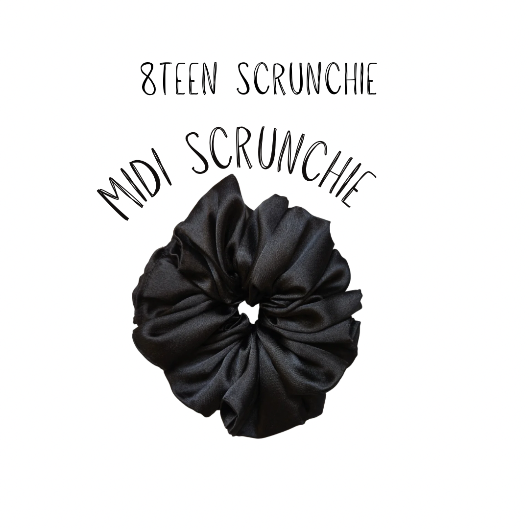 MIDI Queen Street Scrunchie | Black Satin Scrunchie | Classic Oversized Hair Accessory