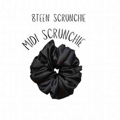MIDI Queen Street Scrunchie | Black Satin Scrunchie | Classic Oversized Hair Accessory