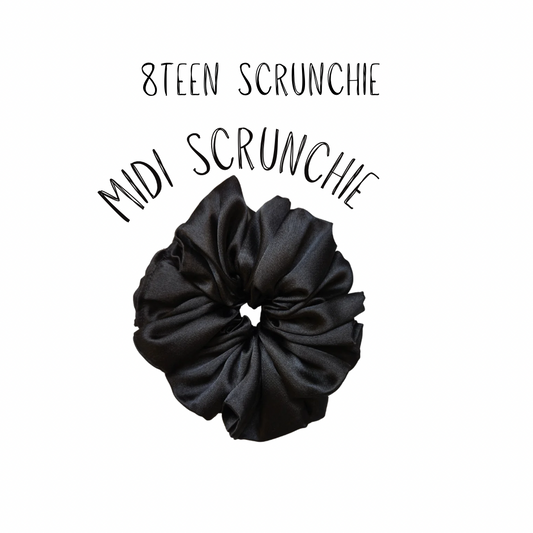 MIDI Queen Street Scrunchie | Black Satin Scrunchie | Classic Oversized Hair Accessory